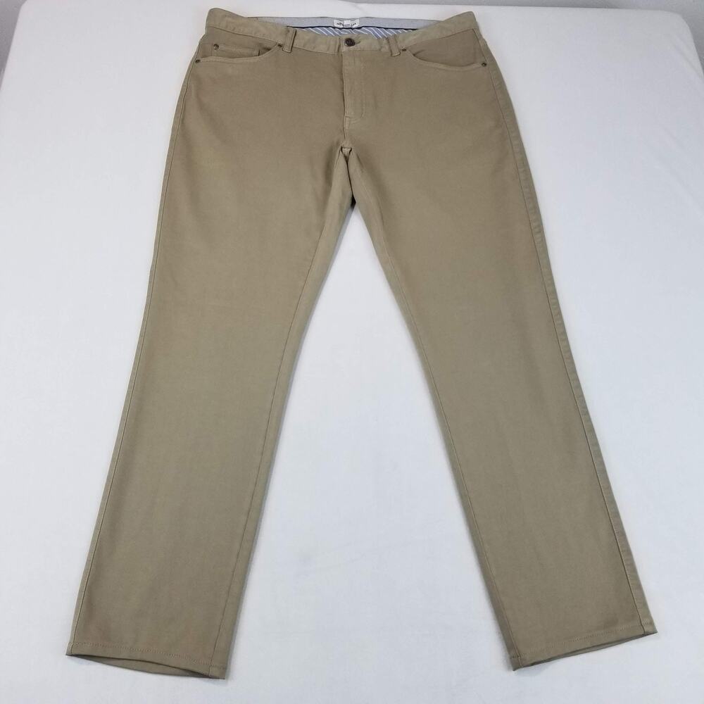 Peter Millar Ultimate Sateen Pants Mens 38x30 Beige Chino 5 Pocket Golf Stretch